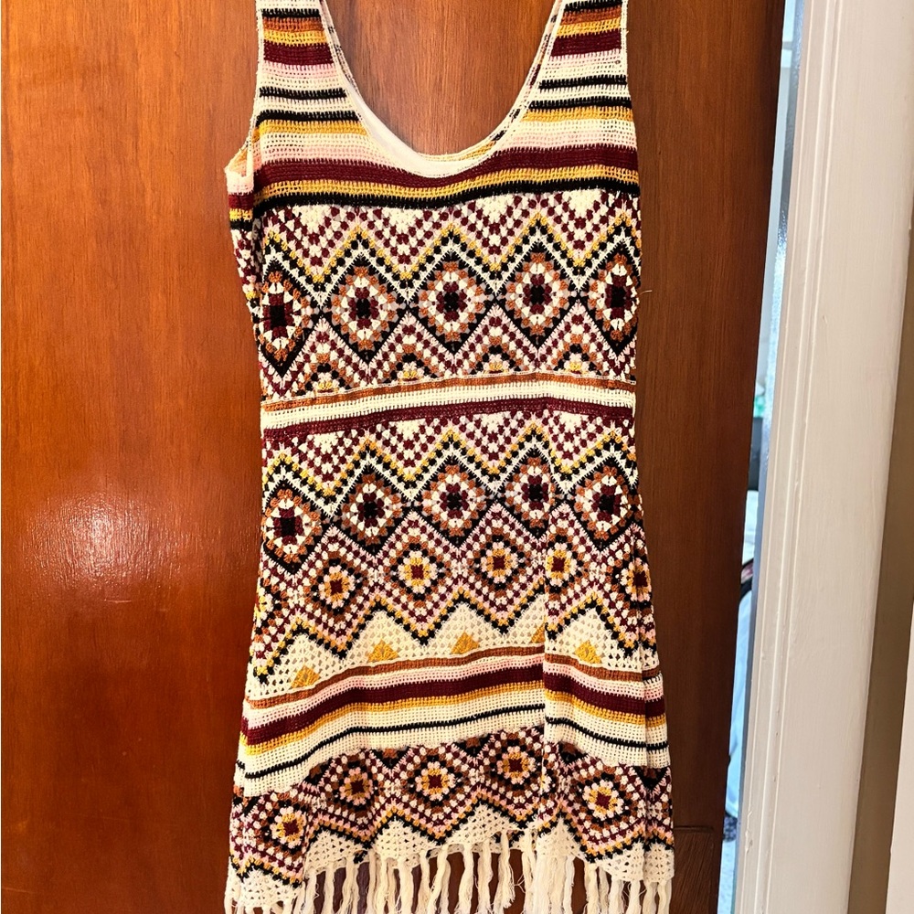 Idyllwind Brown and White Sleeveless Sundress